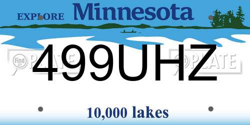 499UHZ Minnesota License Plate
