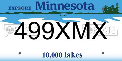 499XMX Minnesota License Plate