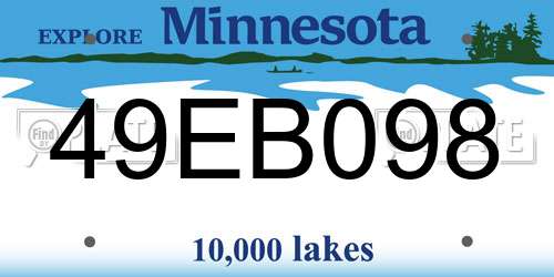 49EB098 Minnesota License Plate