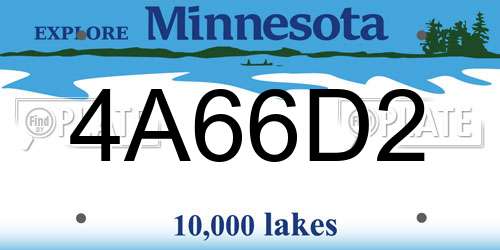 4A66D2 Minnesota License Plate