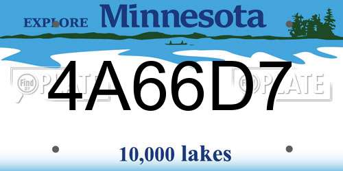 4A66D7 Minnesota License Plate