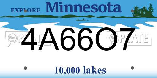 4A66O7 Minnesota License Plate