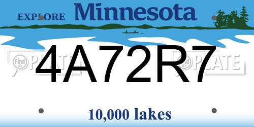 4A72R7 Minnesota License Plate
