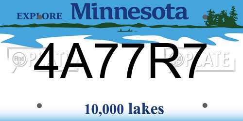 4A77R7 Minnesota License Plate