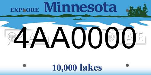 4AA0000 Minnesota License Plate