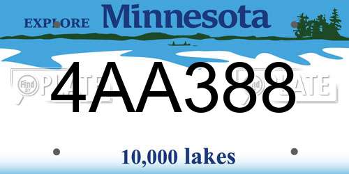 4AA388 Minnesota License Plate
