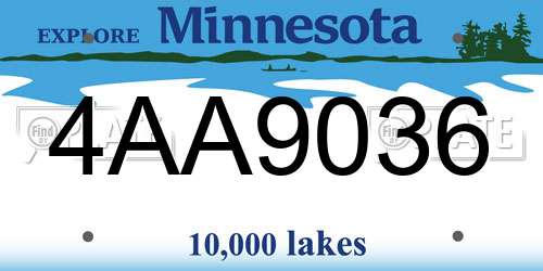 4AA9036 Minnesota License Plate