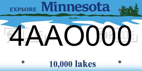 4AAO000 Minnesota License Plate