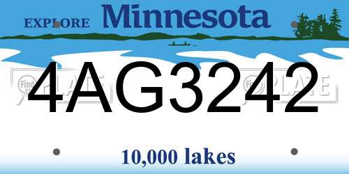 4AG3242 Minnesota License Plate