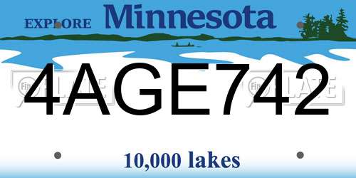 4AGE742 Minnesota License Plate