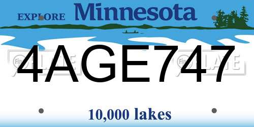 4AGE747 Minnesota License Plate