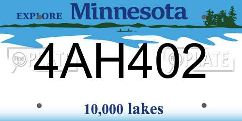 4AH402 Minnesota License Plate