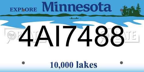 4AI7488 Minnesota License Plate