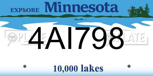 4AI798 Minnesota License Plate