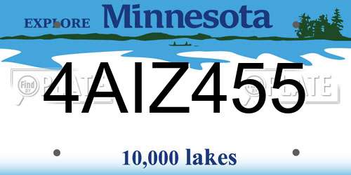 4AIZ455 Minnesota License Plate