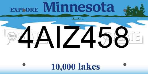 4AIZ458 Minnesota License Plate