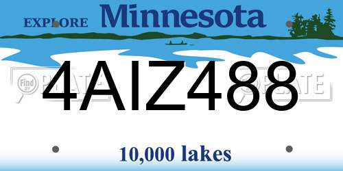 4AIZ488 Minnesota License Plate