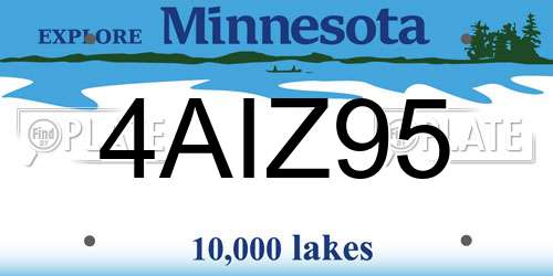 4AIZ95 Minnesota License Plate