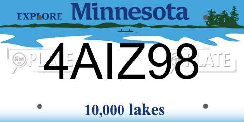 4AIZ98 Minnesota License Plate