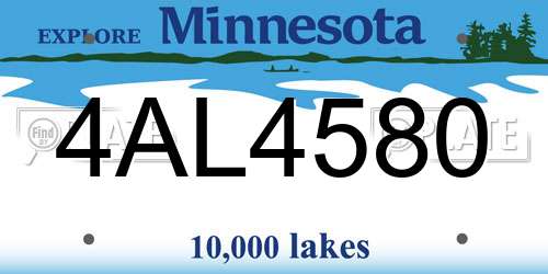 4AL4580 Minnesota License Plate