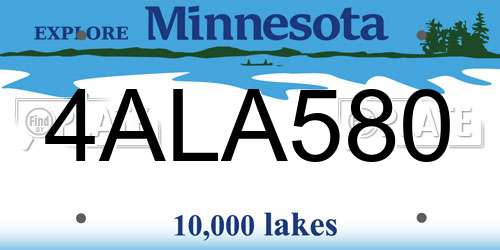 4ALA580 Minnesota License Plate