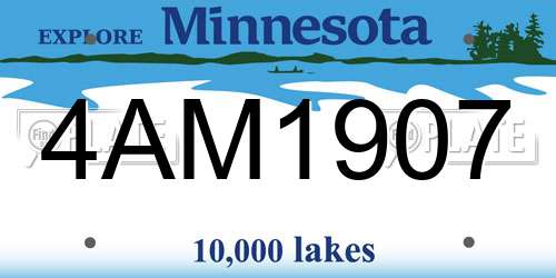 4AM1907 Minnesota License Plate
