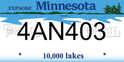 4AN403 Minnesota License Plate