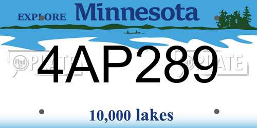 4AP289 Minnesota License Plate
