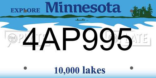 4AP995 Minnesota License Plate