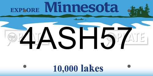 4ASH57 Minnesota License Plate