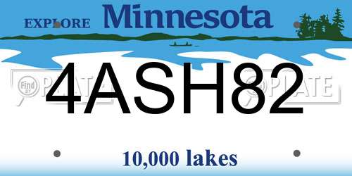 4ASH82 Minnesota License Plate