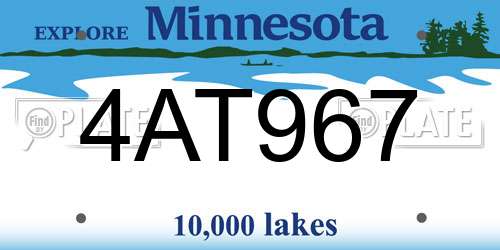 4AT967 Minnesota License Plate