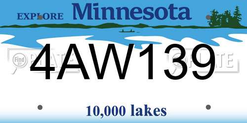 4AW139 Minnesota License Plate