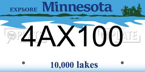 4AX100 Minnesota License Plate