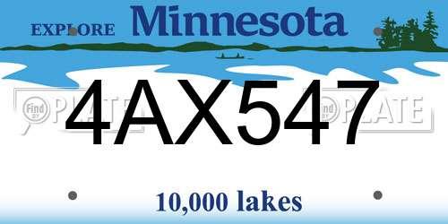 4AX547 Minnesota License Plate