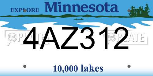 4AZ312 Minnesota License Plate