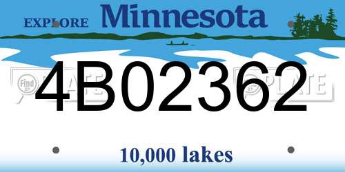 4B02362 Minnesota License Plate