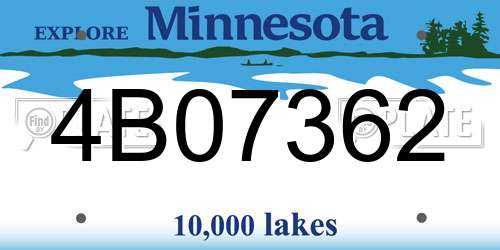 4B07362 Minnesota License Plate