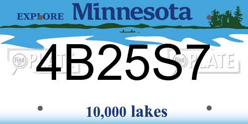 4B25S7 Minnesota License Plate
