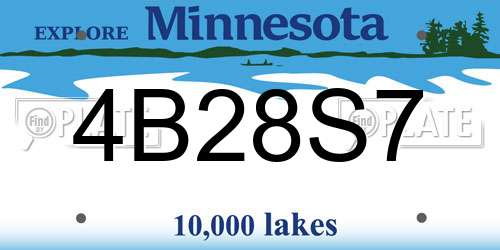 4B28S7 Minnesota License Plate