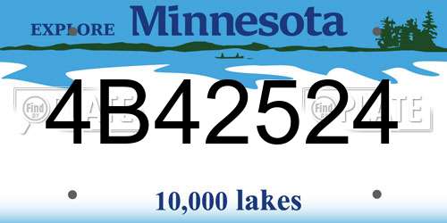 4B42524 Minnesota License Plate