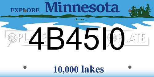 4B45I0 Minnesota License Plate