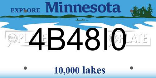 4B48I0 Minnesota License Plate