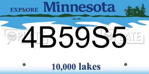 4B59S5 Minnesota License Plate