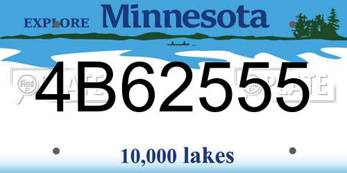 4B62555 Minnesota License Plate