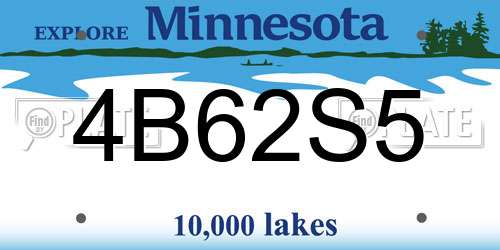 4B62S5 Minnesota License Plate