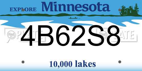 4B62S8 Minnesota License Plate
