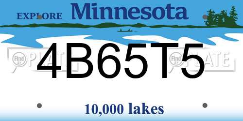 4B65T5 Minnesota License Plate