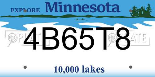 4B65T8 Minnesota License Plate