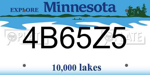 4B65Z5 Minnesota License Plate